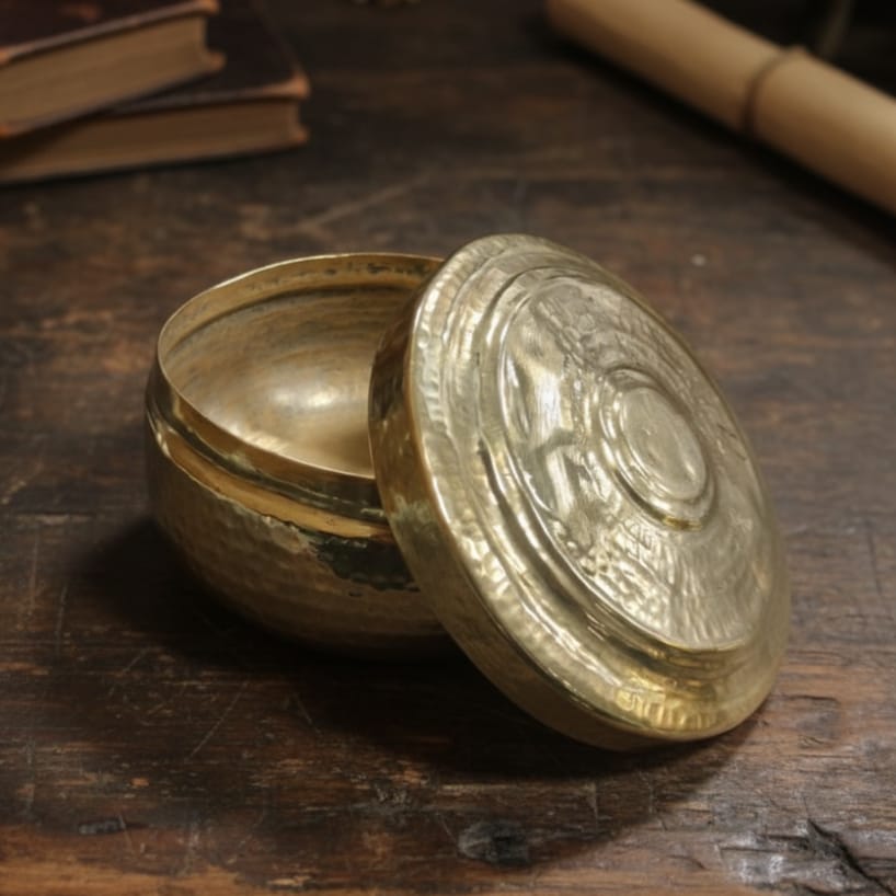 RSB/25 - Rare Vintage Pure Brass Very Beautiful Shape Storage box | KITCHENWARE | UTENSILS | HOME APPLIANCES