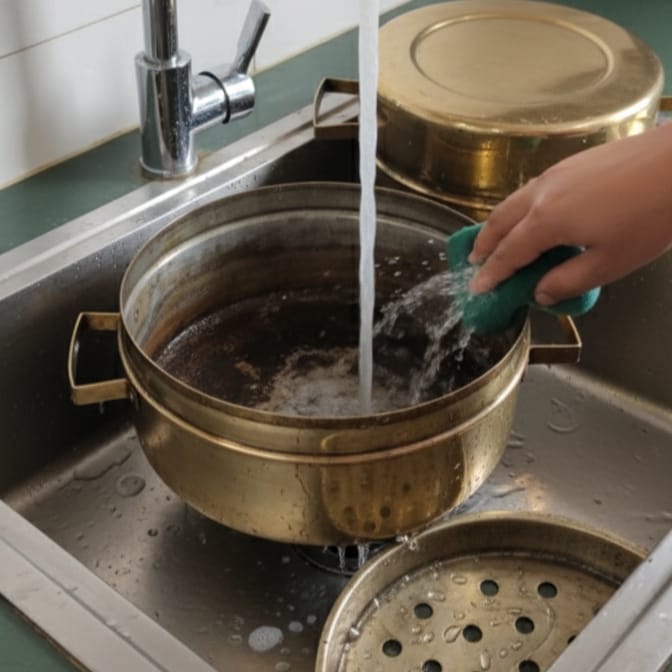 ORIGINAL ANTIQUE: AT/115 - Vintage Rare Pure Brass Beautiful Unique Shape Traditional Modak Patra - Original Antique Steamer Vessel | KITCHENWARE | UTENSILS | HOME APPLIANCES