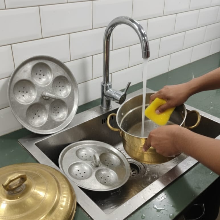 ORIGINAL ANTIQUE: AT/120 - Very Rare Vintage Brass Idli Steamer Pot - Idli Patra with 2 Inserts Including 9 Idli Moulds | KITCHENWARE | UTENSILS | HOME APPLIANCES