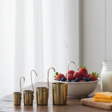 OT/22 - Set of 4 - Rare Vintage Pure Brass Traditional Milk Measuring Cups | "seer" Cups | KITCHENWARE | UTENSILS | HOME APPLIANCES