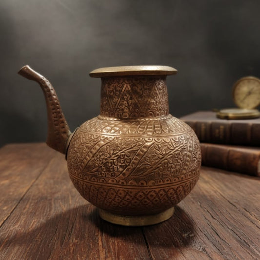 PM/08 - Very Rare Beautifully Engraved Pure Copper Water Pot | Traditionally known as "Gangajali" | KITCHENWARE | UTENSILS | HOME APPLIANCES
