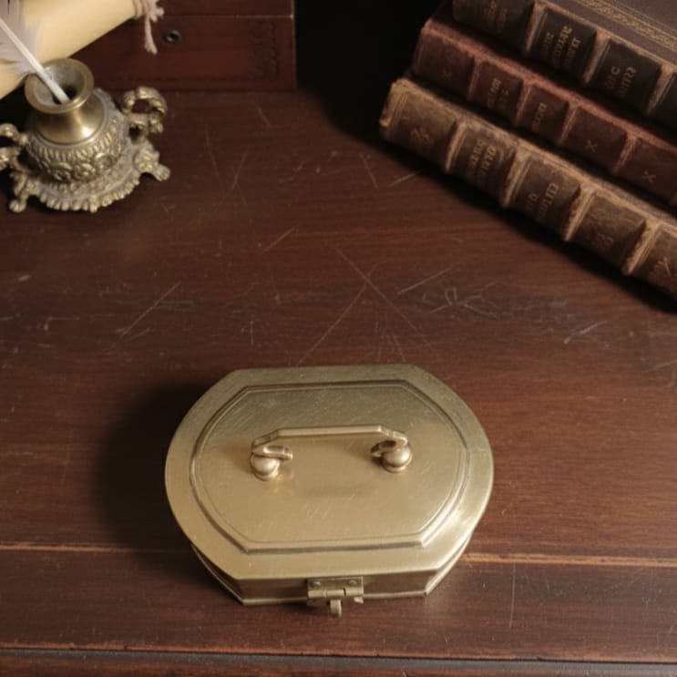 RSB/20 - Vintage Rare Very Beautiful Shape Pure Brass Storage Box | Jewellery Keeper with Lock System | KITCHENWARE | UTENSILS | HOME APPLIANCES