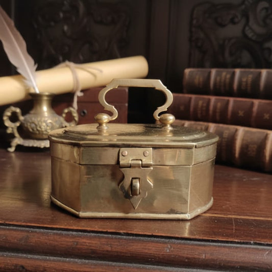 RSB/20 - Vintage Rare Very Beautiful Shape Pure Brass Storage Box | Jewellery Keeper with Lock System | KITCHENWARE | UTENSILS | HOME APPLIANCES