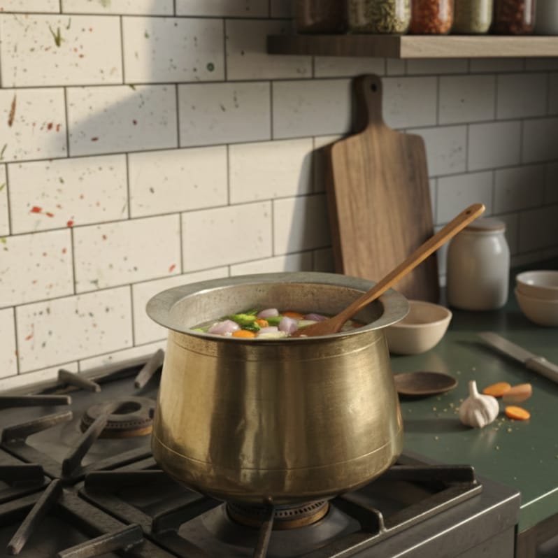 ORIGINAL ANTIQUE: AT/150 - Vintage Pure Brass Cooking Vessel | KITCHENWARE | UTENSILS | HOME APPLIANCES