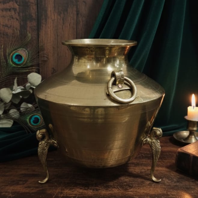PPL/12 - Rare Vintage 100% Pure Brass Unique Shape Big Size Pot | Vase | Planter on Parrot Legs | KITCHENWARE | UTENSILS | HOME APPLIANCES