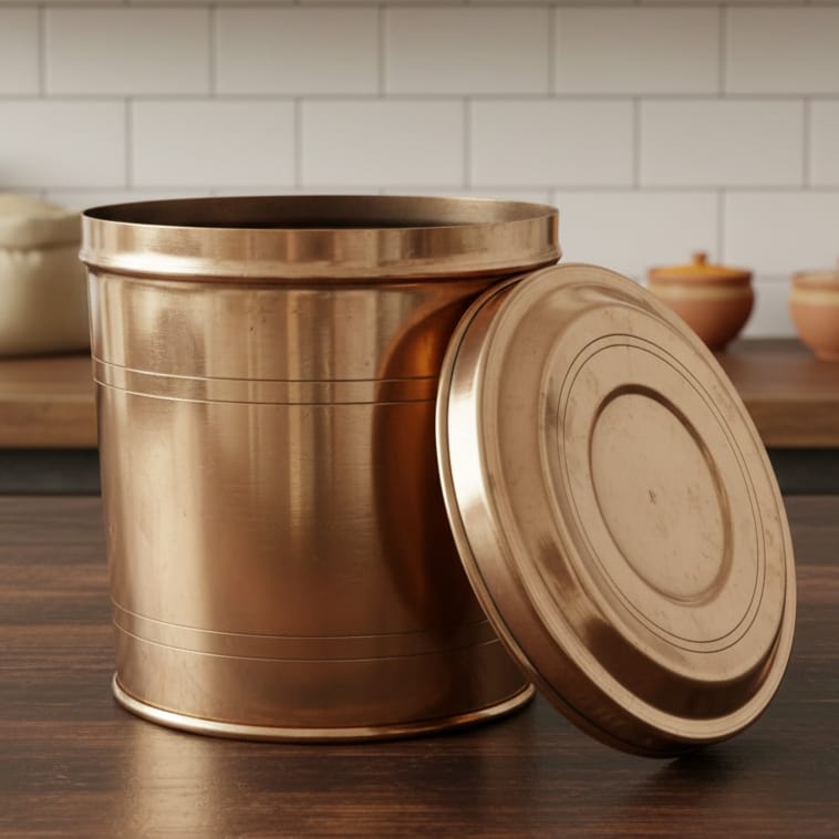 RA/072 | Original Vintage Pure Brass Big Size Cylindrical Storage Container