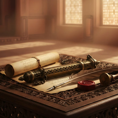 Very Rare Antique Pure Brass Mughal “Farmaan” Message Holder – Hand Pierced Vintage Document Holder | PM/20