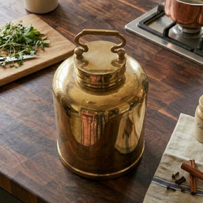 OGMC/04 - Rare Vintage 100% Pure Brass Airtight Barni Canister – Large Milk/Ghee/Oil Storage Container Antique Kitchenware | KITCHENWARE | UTENSILS | HOME APPLIANCES