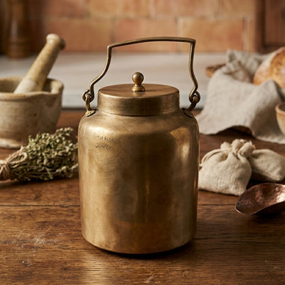 RA/300 | Rare Vintage 100% Pure Brass Barni Canister – Milk/Ghee/Oil Storage Container Antique Kitchenware