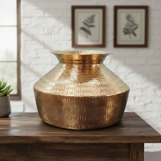 WP/27 - Very Rare 100% Pure Brass Hammered Pot/Vase/Planter – Unique Shape Multipurpose Vintage Decor | KITCHENWARE | UTENSILS | HOME APPLIANCES