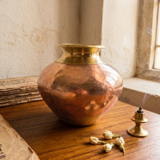 WP/37 - Very Rare Brass & Copper Ganga Jamuna Pot/Vase/Planter – Unique Shape Vintage Decorative Piece | KITCHENWARE | UTENSILS | HOME APPLIANCES