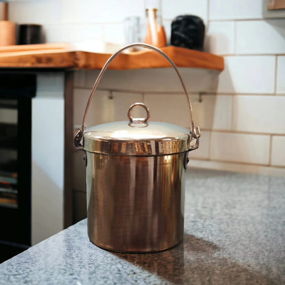 RA/329 | Rare Vintage 100% Pure Brass Barni Canister – Milk/Ghee/Oil Storage Container Antique Kitchenware