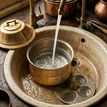 RA/321 | Very Rare Vintage Brass Idli Steamer Pot (Idli Patra) with 1 Insert & 4 Idli Moulds – Unique Shape Cooker