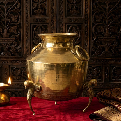 RA/331 | Vintage Rare Pure Brass Very Beautiful Shape Pot | Vase | Planter on Parrot Legs with Handles
