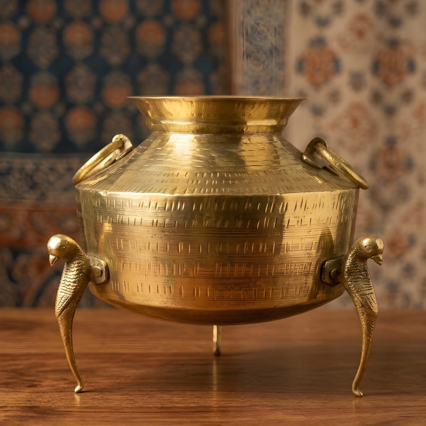 RA/333 | Vintage Rare Pure Brass Very Beautiful Unique Shape Pot | Vase | Planter on Parrot Legs with Handles