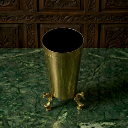 RA/341 | Rare Vintage Pure Brass Glass on Peacock Legs