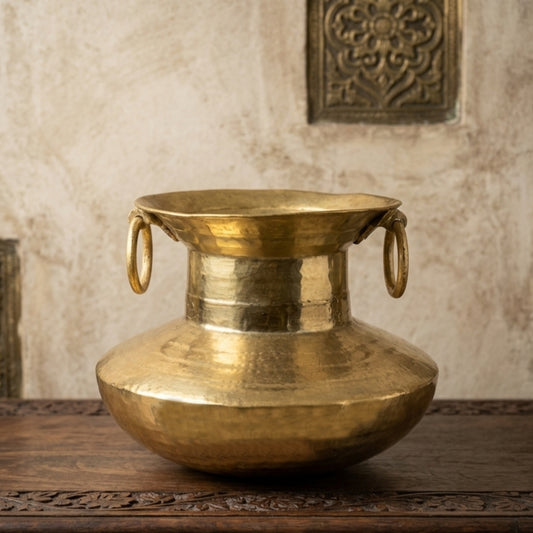 RA/342 | Rare Vintage Pure Brass/Pital Beautiful Shape Water Pot | Flower Vase | Planter with Handles (Antiques)