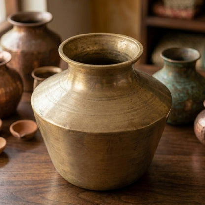 RA/344 | Rare Vintage Pure Brass Beautiful Unique Shape Big Size Pot | Flower Vase | Planter