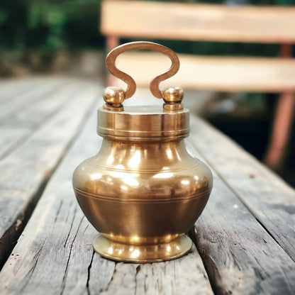 RA/108 | Antique Brass/Pital Ganga Jal Lota With Lid Traditionally know as "Kamandal" (Antiques)