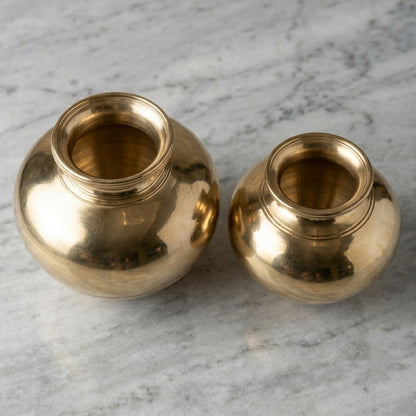 RA/352 | Set of 2 - Rare Vintage Pure Brass Beautiful Round Shape Kalash | Tumbler | Glasses