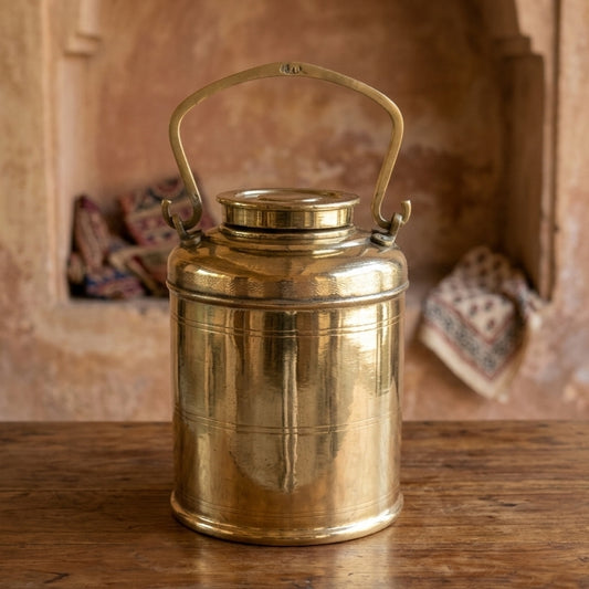 RA/356 | 100% Pure Brass Rare Vintage Milk / Ghee / Oil Barni | Jar | Canister