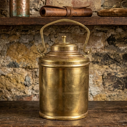 RA/360 | 100% Pure Brass Rare Vintage Milk / Ghee / Oil Barni | Jar | Canister
