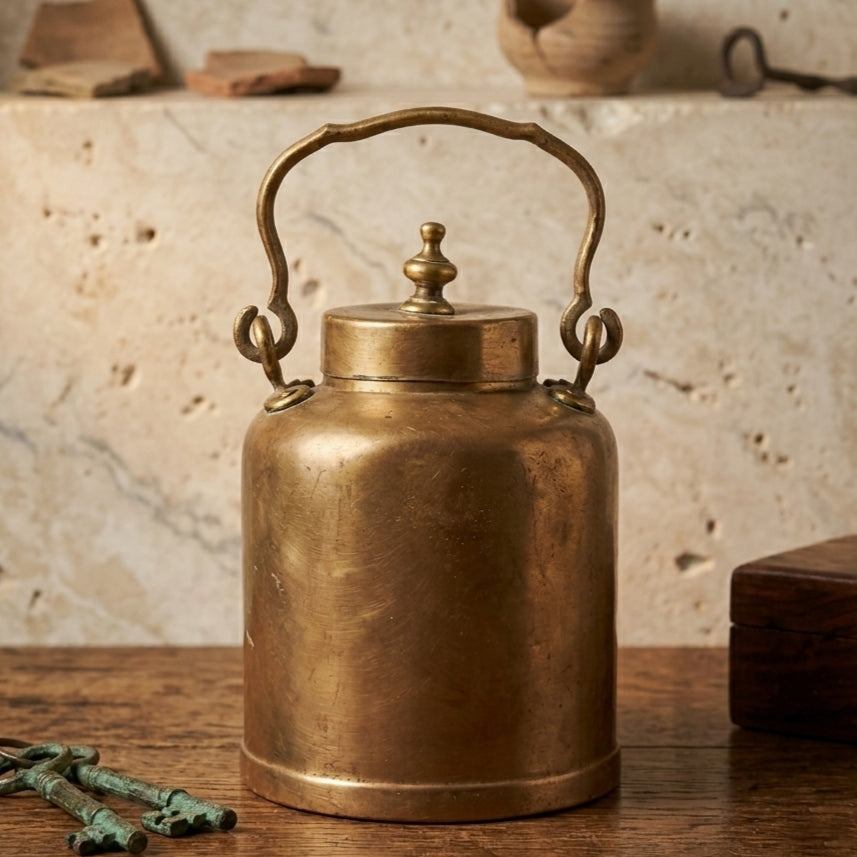RA/361 | 100% Pure Brass Rare Vintage Milk / Ghee / Oil Barni | Jar | Canister.