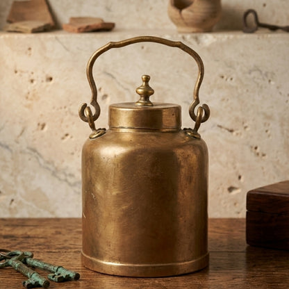 RA/361 | 100% Pure Brass Rare Vintage Milk / Ghee / Oil Barni | Jar | Canister.