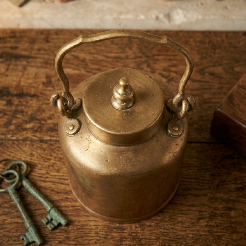 RA/361 | 100% Pure Brass Rare Vintage Milk / Ghee / Oil Barni | Jar | Canister.