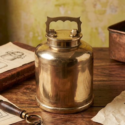 RA/363 | 100% Pure Brass Rare Vintage Milk / Ghee / Oil Barni | Jar | Canister