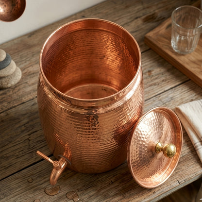 BN/047 | 100% Pure Copper Beautifully Hammered Water Dispenser (Capacity - 10 Litres Plus)