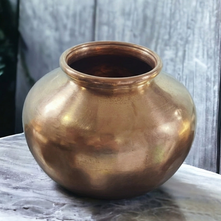 RA/377 | Rare Vintage Pure Brass Beautiful Round Shape Big Size Pot | Vase | Planter