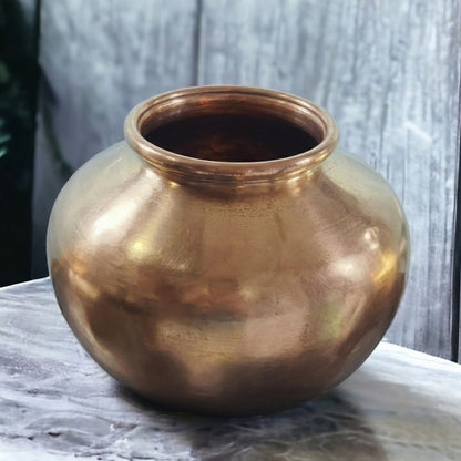 RA/377 | Rare Vintage Pure Brass Beautiful Round Shape Big Size Pot | Vase | Planter