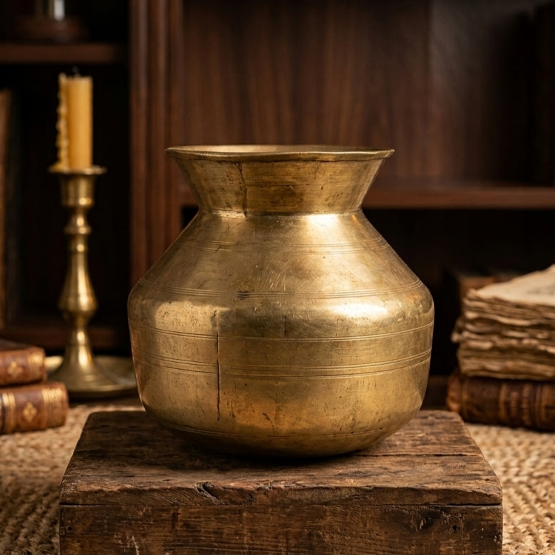 RA/379 | Rare Vintage Pure Brass Beautiful Unique Shape Pot | Vase | Planter