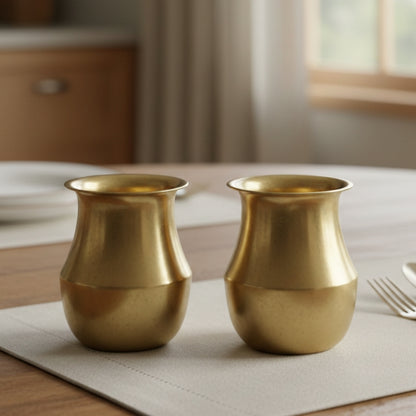 RA/380 | Set of 2 - Rare Vintage Pure Brass Very Beautiful Unique Shape Lota | Kalash | Glass | Tumbler