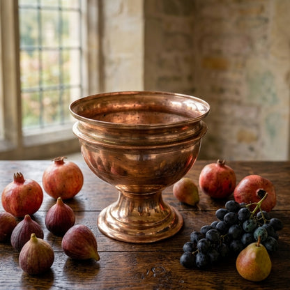 RA/383 | Rare Vintage Pure Copper Very Beautiful Shape Fruit Bowl on Stand