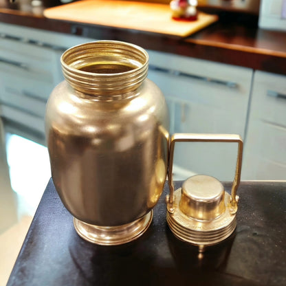 RA/386 | Rare Vintage Pure Brass Very Beautiful Cylindrical Shape Water Bottle