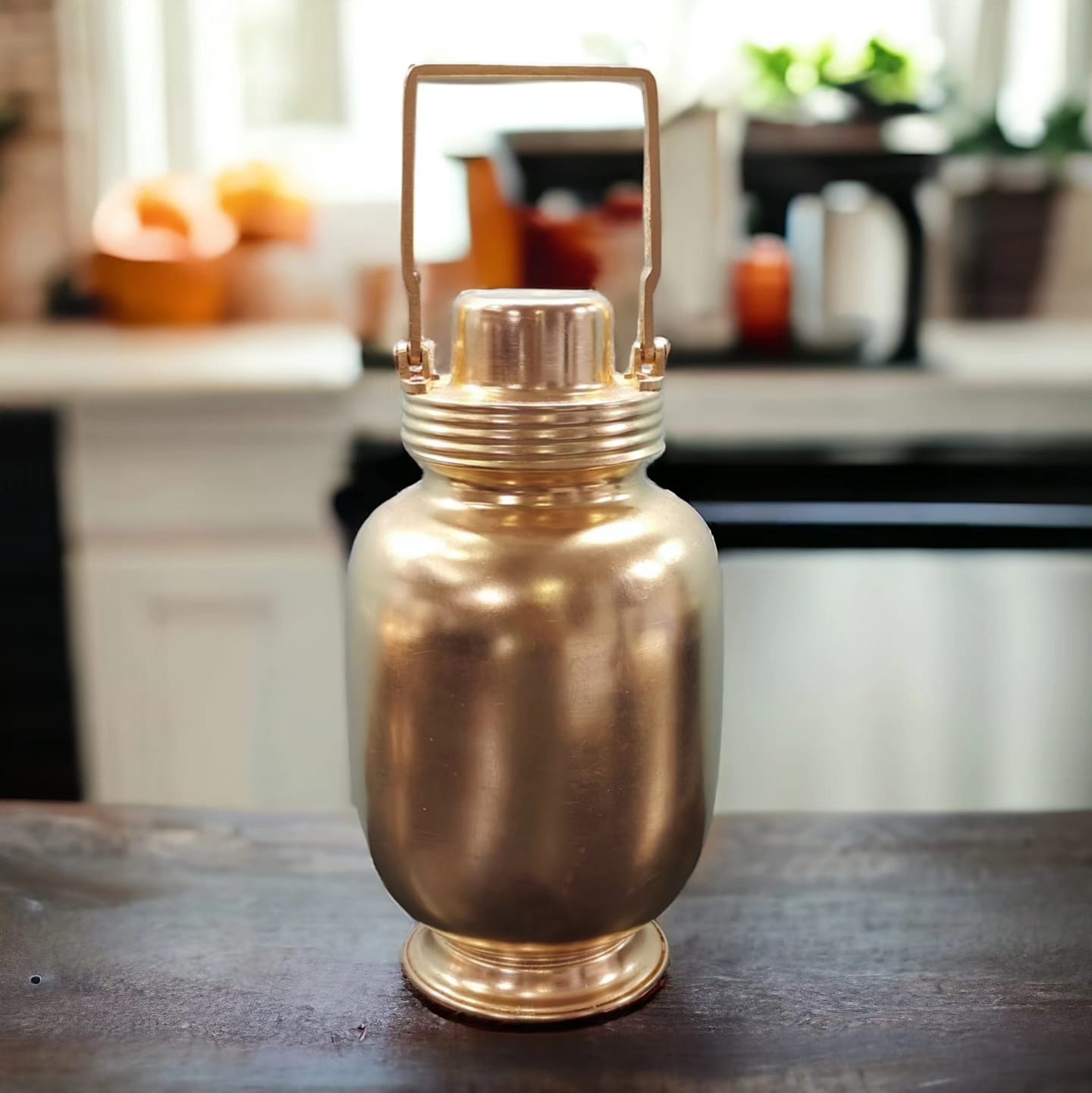 RA/386 | Rare Vintage Pure Brass Very Beautiful Cylindrical Shape Water Bottle