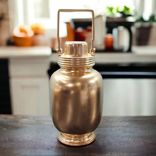 RA/386 | Rare Vintage Pure Brass/Pital Very Beautiful Cylindrical Shape Water Bottle (Antiques)