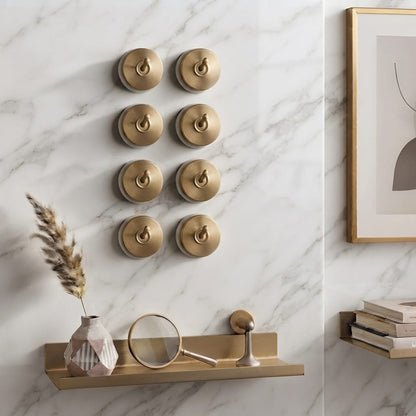 Vintage Style Brass/Pital Toggle Light Switch Set | White Ceramic Base | Classic Series Plain Retro | 220V 6A | Heritage Electrical Hardware