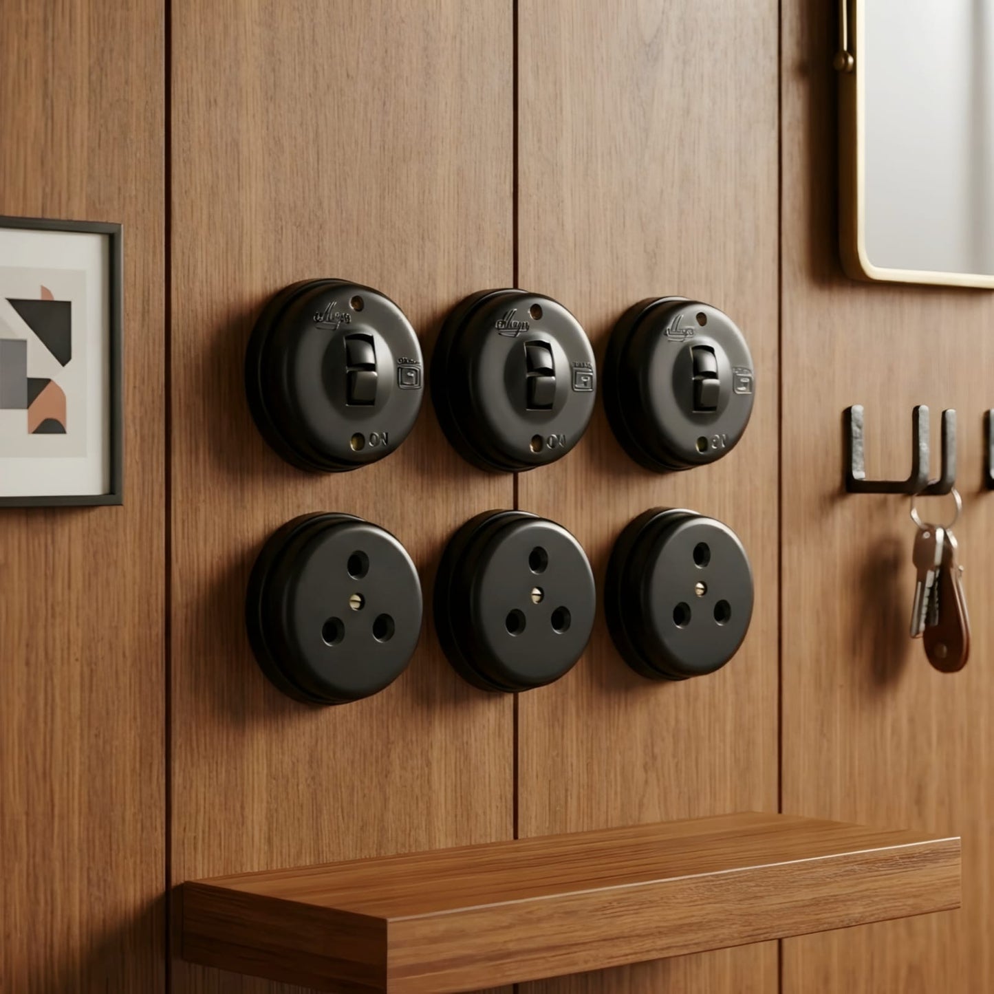 SW/14 | Vintage Style Matte Black Toggle Light Switches & Sockets | Surface Mounted Round Wall Switches | Heritage Black Collection | Industrial Retro Home Hardware