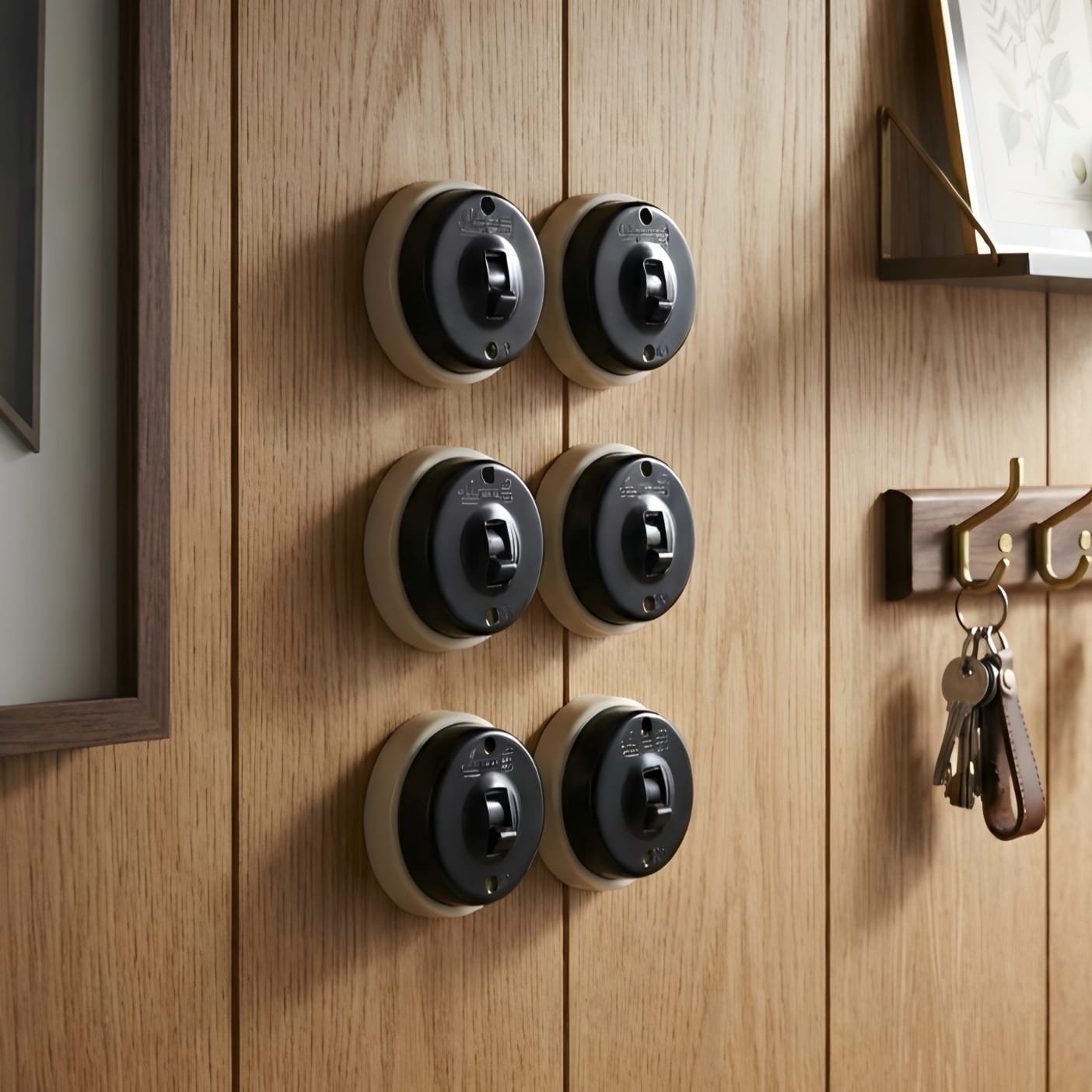 SW/16 | Set of 6 Vintage Style Matte Black Toggle Light Switches | Surface Mounted Round Wall Switches | Heritage Black Collection | Industrial Retro Home Hardware