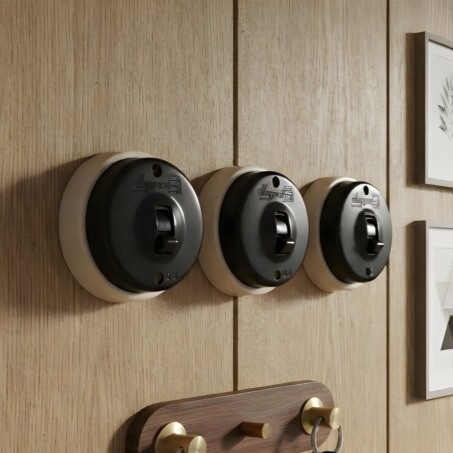 SW/14 | Set of 3 Vintage Style Matte Black Toggle Light Switches | Surface Mounted Round Wall Switches | Heritage Black Collection | Industrial Retro Home Hardware