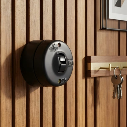 SW/13 | Set of 2 Vintage Style Matte Black Toggle Light Switches | Surface Mounted Round Wall Switches | Heritage Black Collection | Industrial Retro Home Hardware