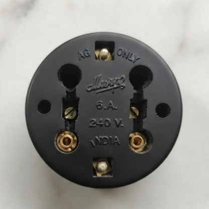 SW/24 | Set of 2 Vintage Style Matte Black Power Sockets | Surface Mounted Wall Sockets | Heritage Black Collection | 220V 6A | Industrial Electrical Outlets