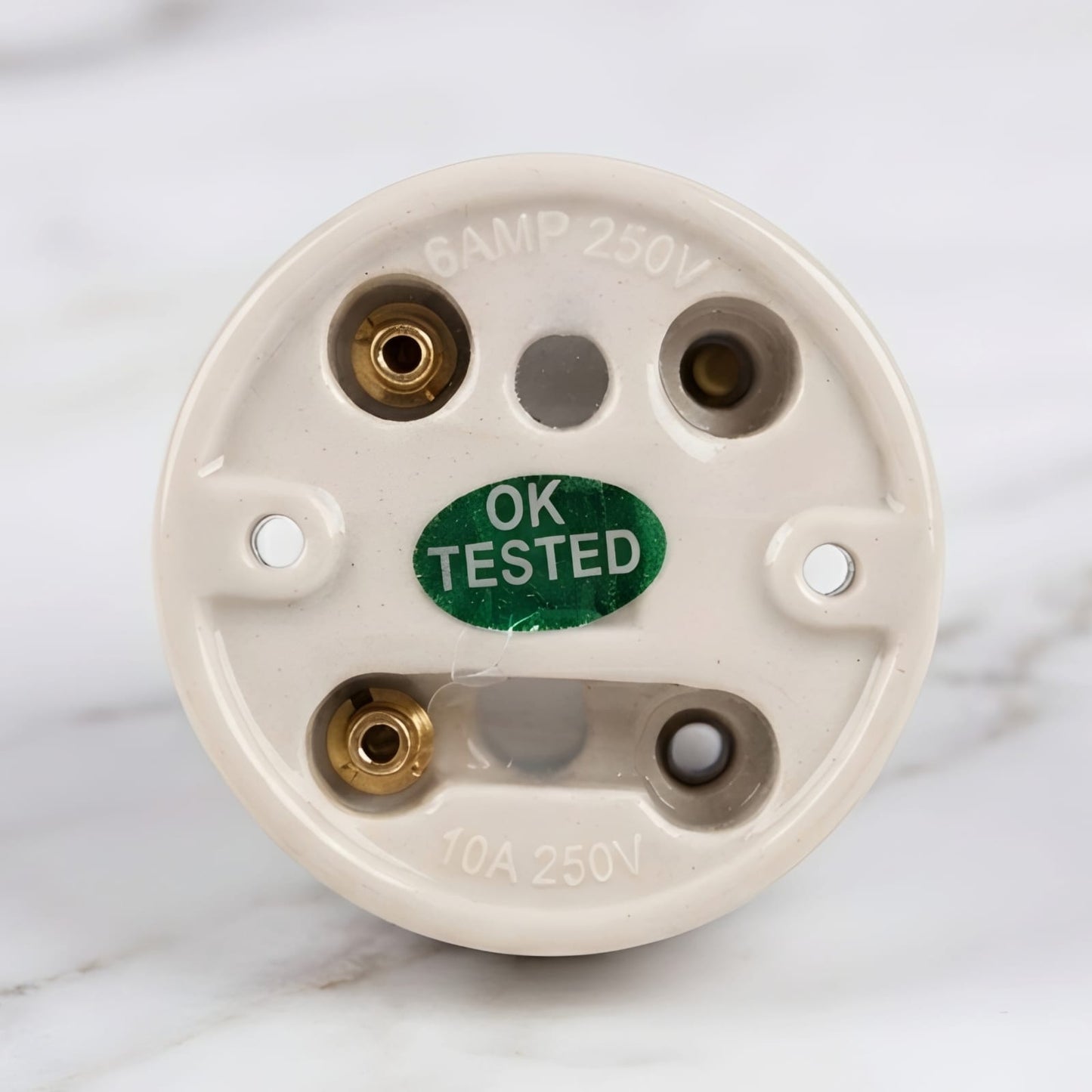 SW/05 | Vintage Style Brass/Pital Toggle Light Switch & Socket Set | White Ceramic Base | Classic Series Embossed | 220V 6A | Heritage Electrical Hardware