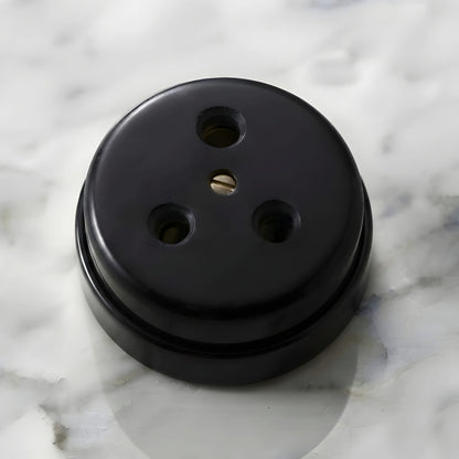 SW/24 | Set of 2 Vintage Style Matte Black Power Sockets | Surface Mounted Wall Sockets | Heritage Black Collection | 220V 6A | Industrial Electrical Outlets