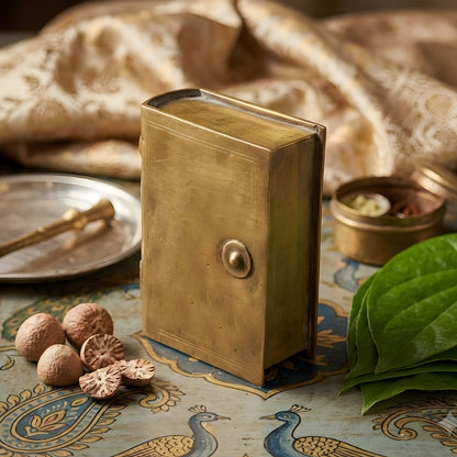 Very Rare Pure Brass Paan Daan | Unique Book Style Betel Nut Supari Box | Traditional Indian Vintage Storage Box