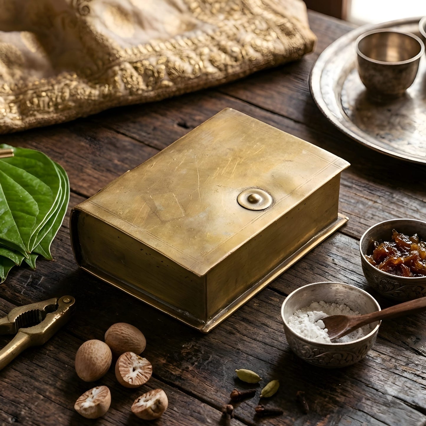 Very Rare Pure Brass Paan Daan | Unique Book Style Betel Nut Supari Box | Traditional Indian Vintage Storage Box