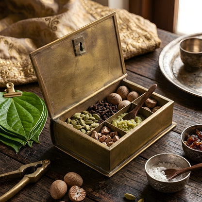 Very Rare Pure Brass Paan Daan | Unique Book Style Betel Nut Supari Box | Traditional Indian Vintage Storage Box